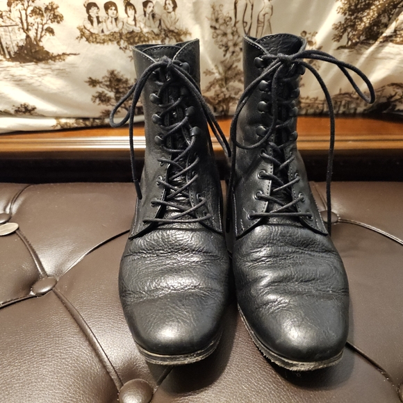 Christy Dawn Dawn Boots Size 8 Noir Black Lace Up Victorian Style - Picture 3 of 8